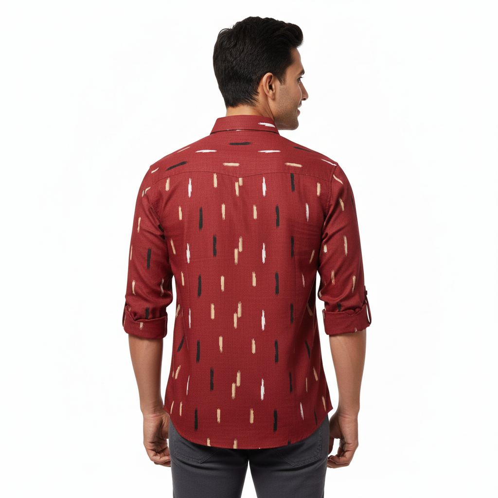 Red Abstract Printed Cotton Shirt