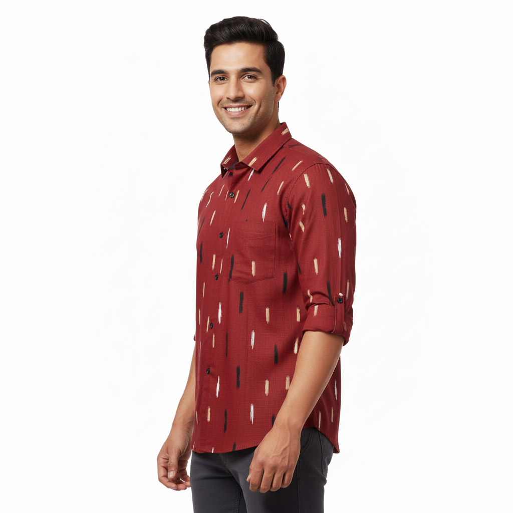 Red Abstract Printed Cotton Shirt