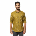Gold Abstract Printed Cotton Shirt