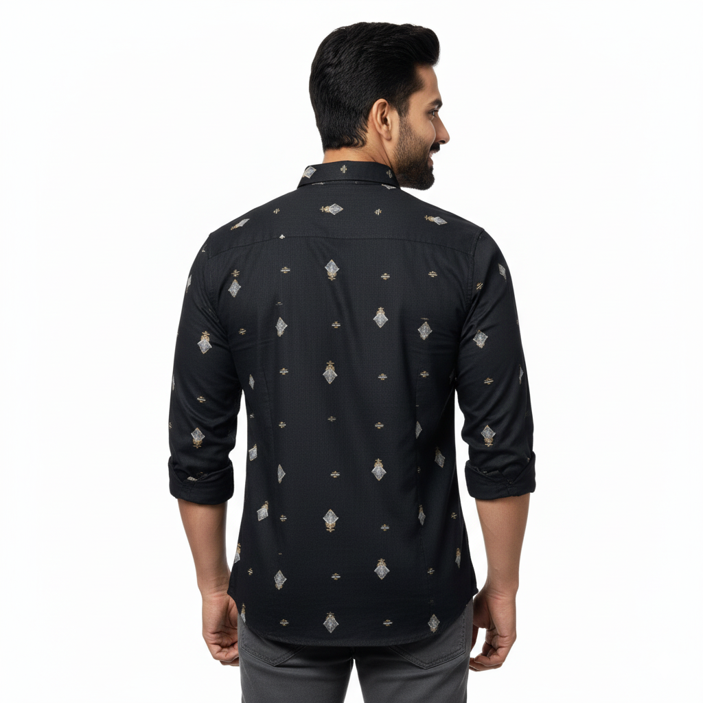 Black Abstract Printed Cotton Shirt