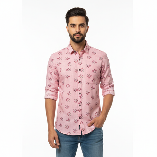 Dark Pink Floral Printed Shirt