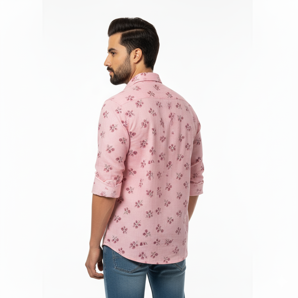 Dark Pink Floral Printed Shirt