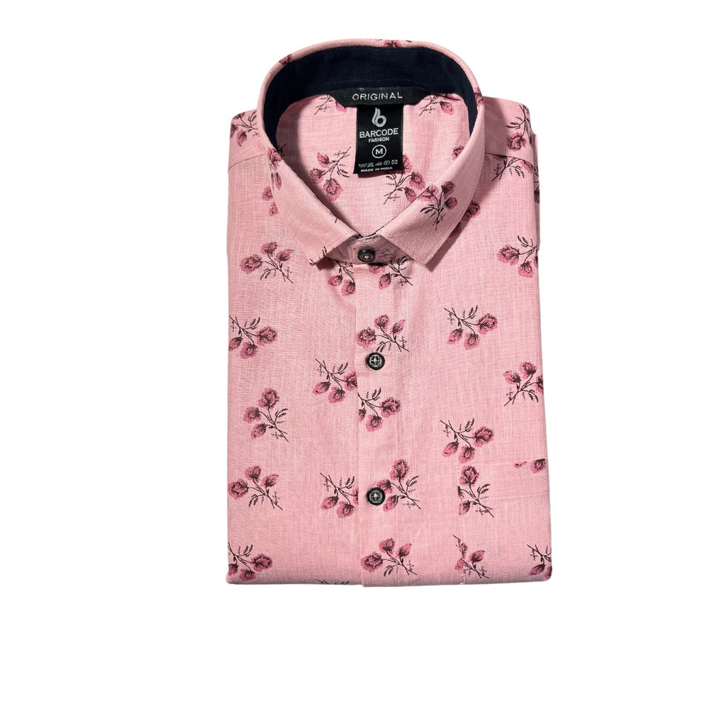 Dark Pink Floral Printed Shirt