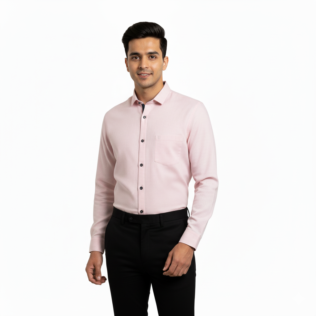 Men’s Light Pink Linen Cotton Shirt - L231