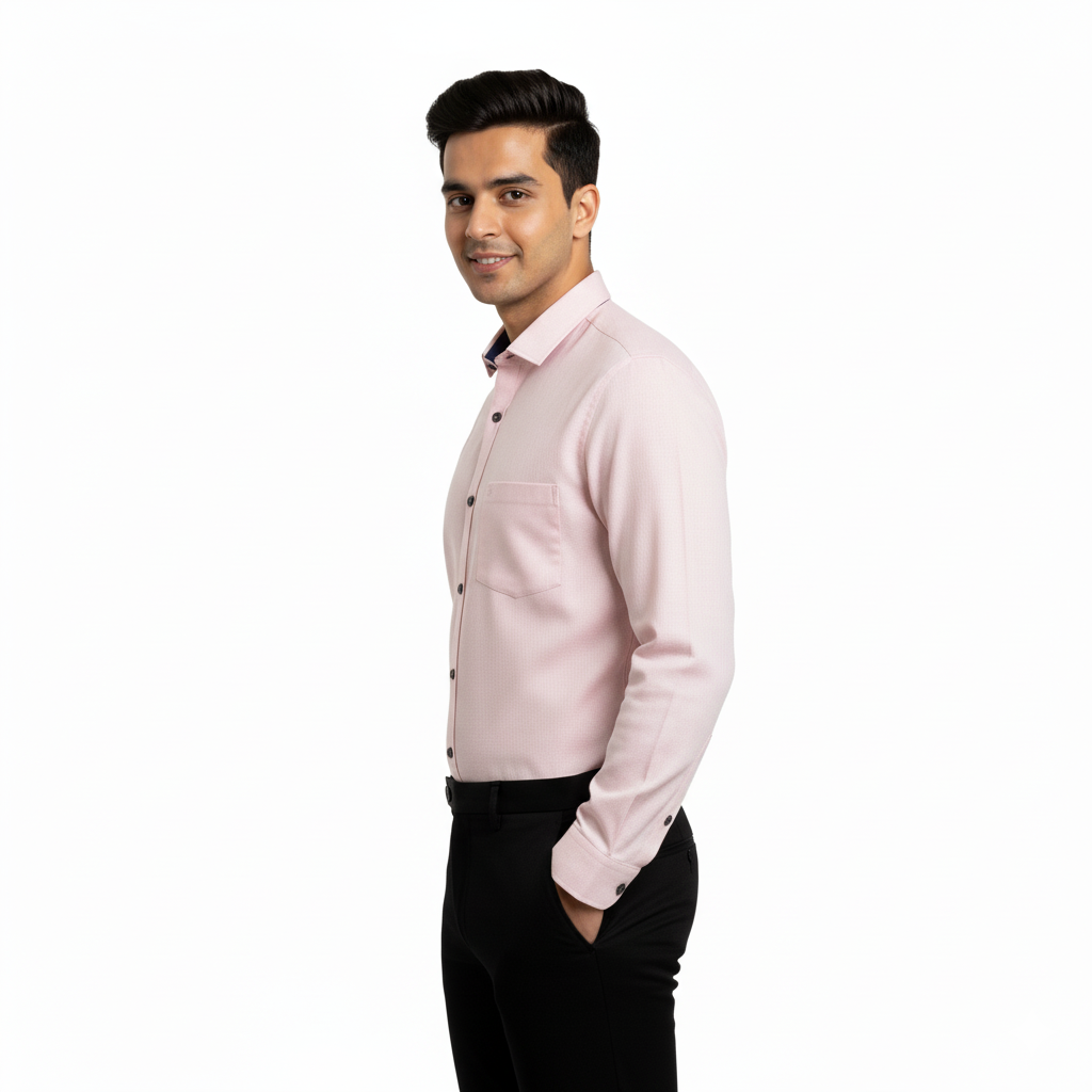 Men’s Light Pink Linen Cotton Shirt - L231