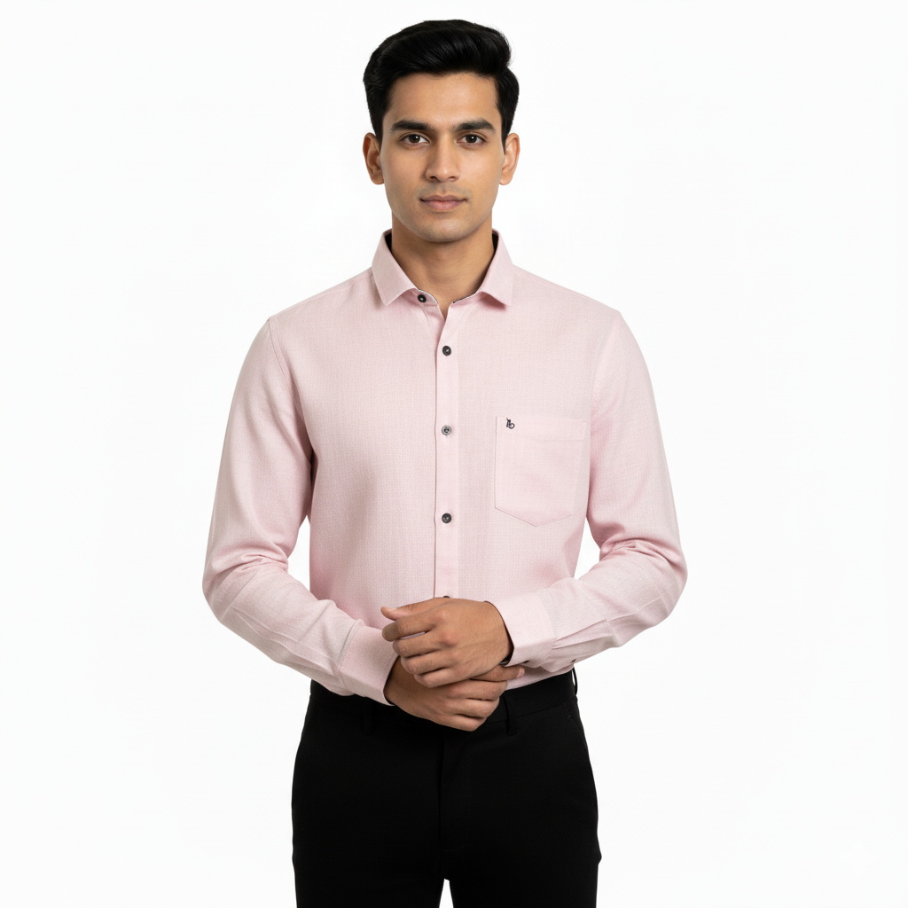 Men’s Light Pink Linen Cotton Shirt - L231