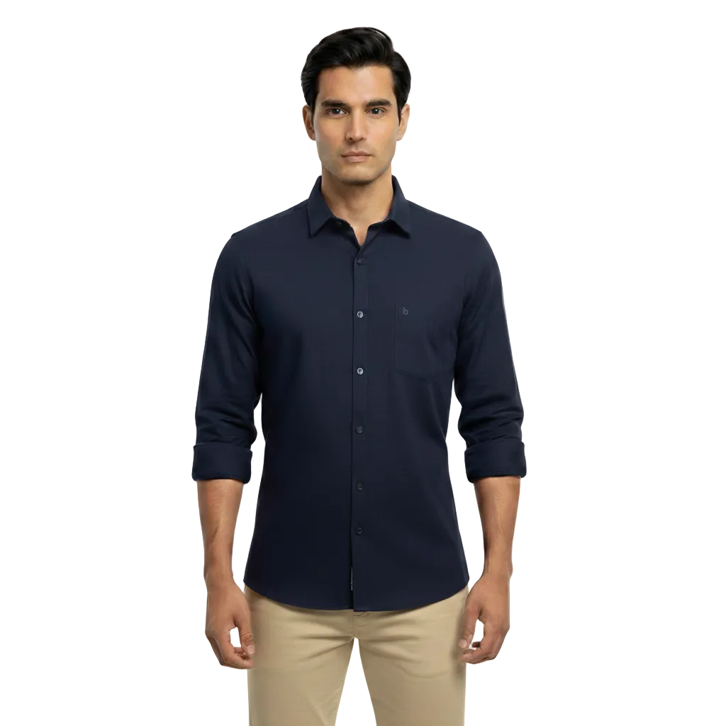 Navy Blue Linen Shirt - L241