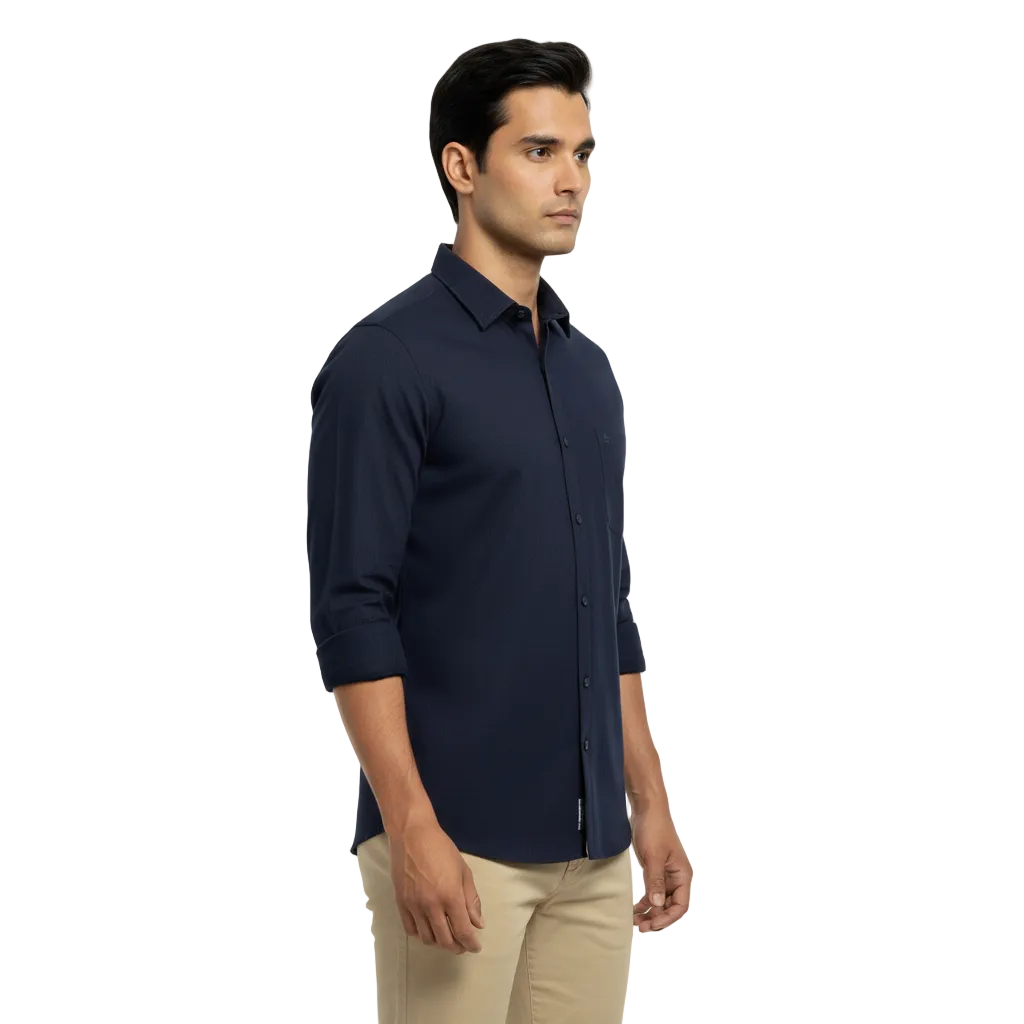 Navy Blue Linen Shirt - L241