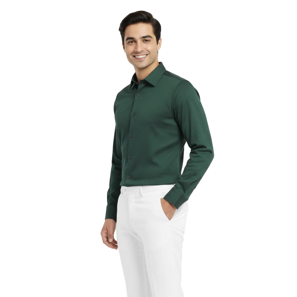 Dark Green Linen Shirt - L239