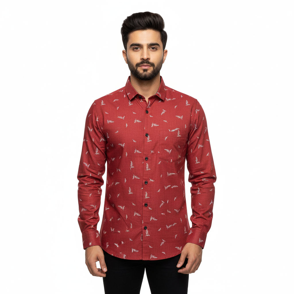 Red Printed Cotton Shirt