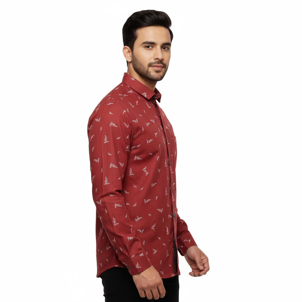 Red Printed Cotton Shirt