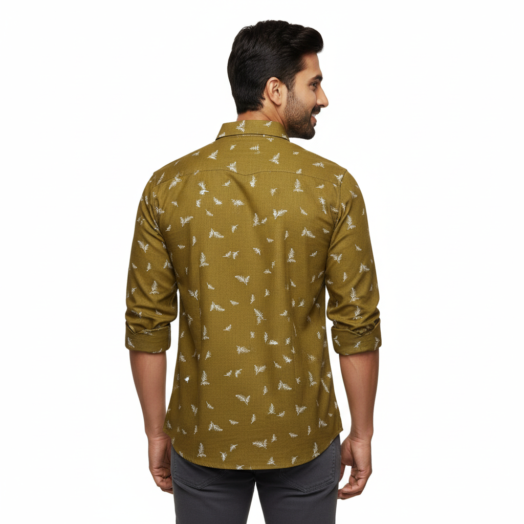 Mustard Printed Cotton Shirt P144